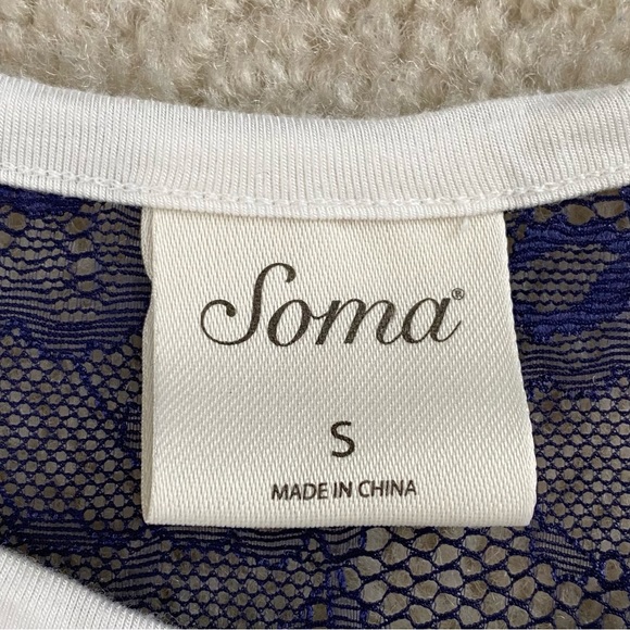 Soma Small Slip Dress Chemise Elephant Print Lace Back - Picture 5 of 14